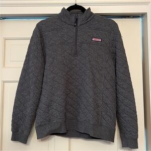 Vineyard Vines Gray Quilted Sweatshirt Shep Half Zip Pullover